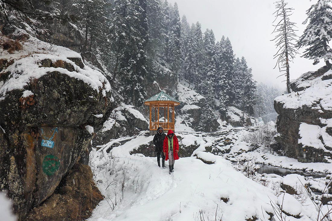 Снегопад в индийском Кашмире