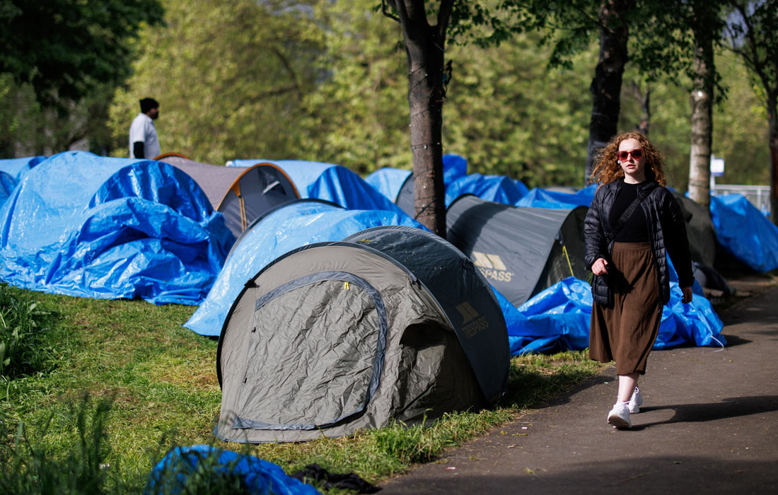 Палаточный лагерь для бездомных просителей убежища в Дублине, Ирландия